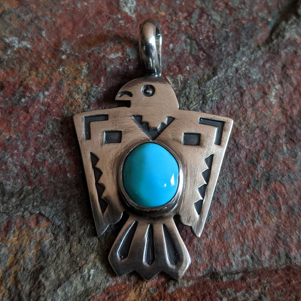 Turquoise Thunderbird Pendant by Raymond Coriz GJ-PND-0068