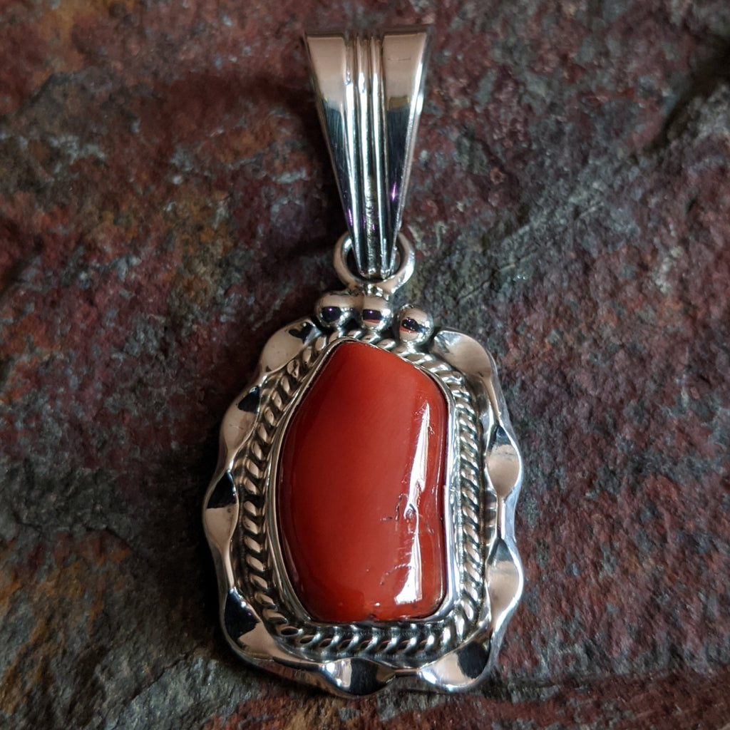 Red Coral Pendant by Sally Yazzie GJ-PND-0070