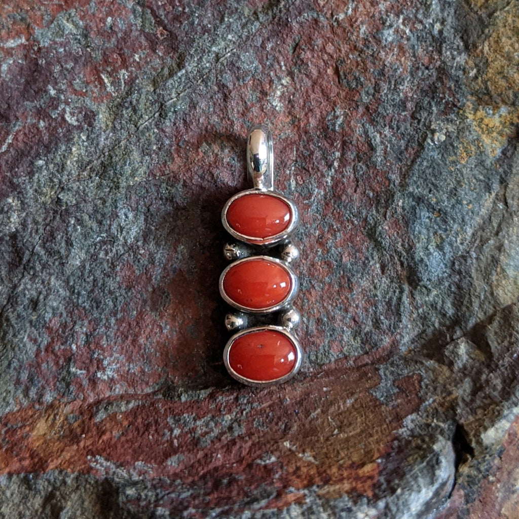 Stacked Red Coral Pendant by Lowell Draper GJ-PND-0073