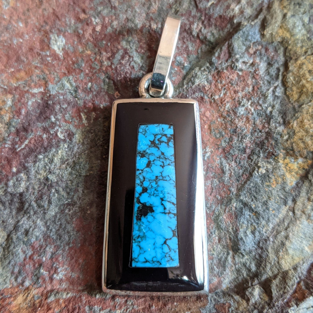 Black Onyx & Turquoise Pendant by Harlan & Monica Coonsis GJ-PND-0079