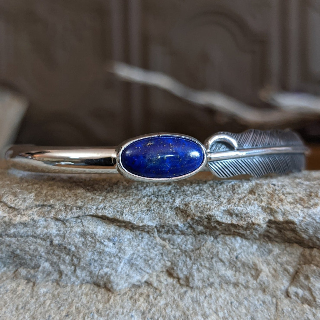 Lapis Feather Cuff by Raymond Coriz & T. SWSG-BRC-0014