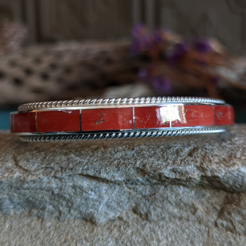 Red Spiny Oyster Shell Cuff by Richard & Rita Begay SWSG-BRC-0030