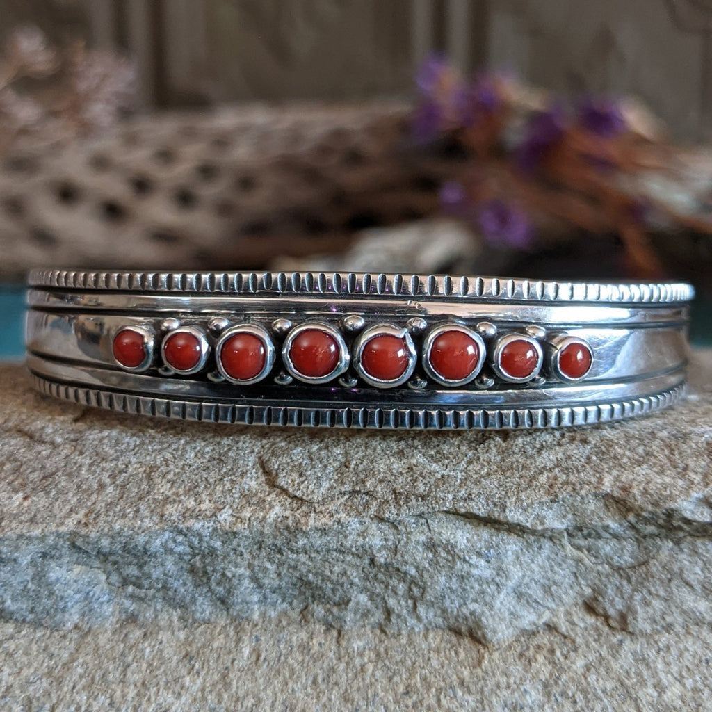 Graduated Red Coral Cuff by Thomas Thompson SWSG-BRC-0035