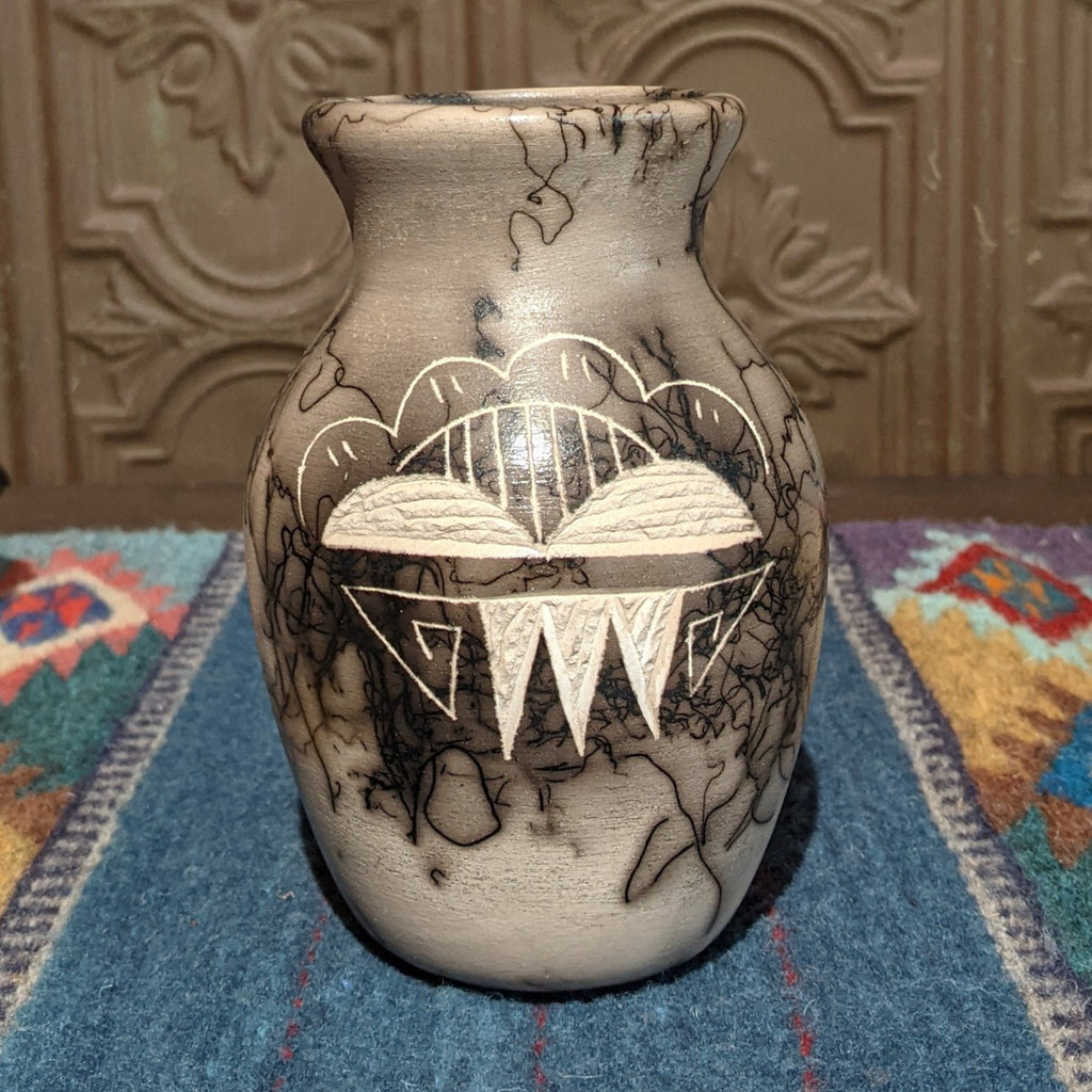 Navajo White Horsehair Pottery by J. Vail SWT-POT-0023