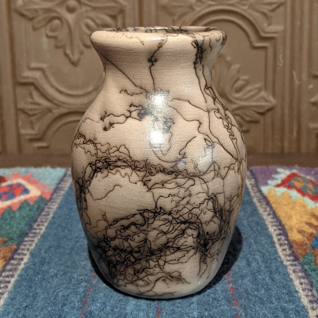 Navajo White Horsehair Pottery by J. Vail SWT-POT-0023