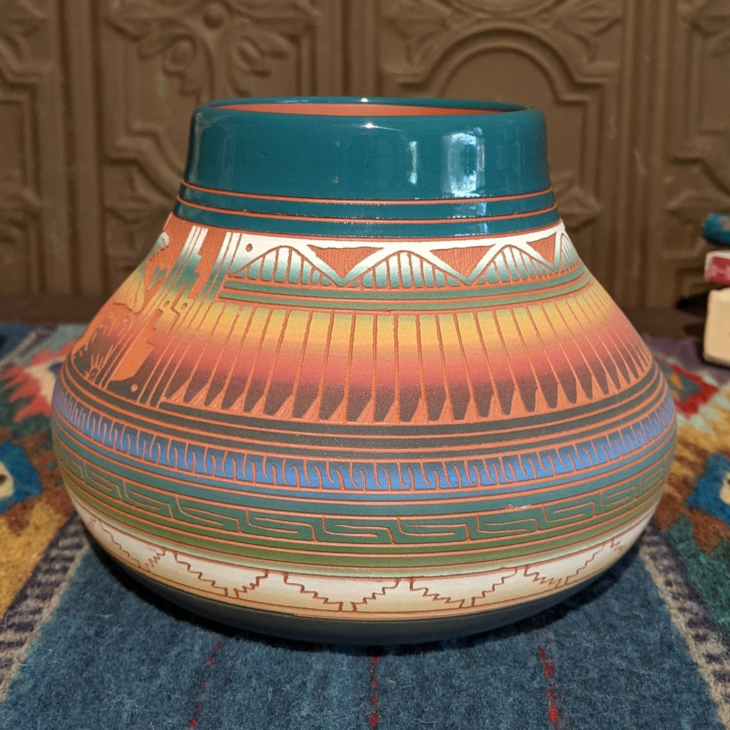 Navajo Multicolor Hummingbird Pot by Velcita Whitegoat SWT-POT-0037