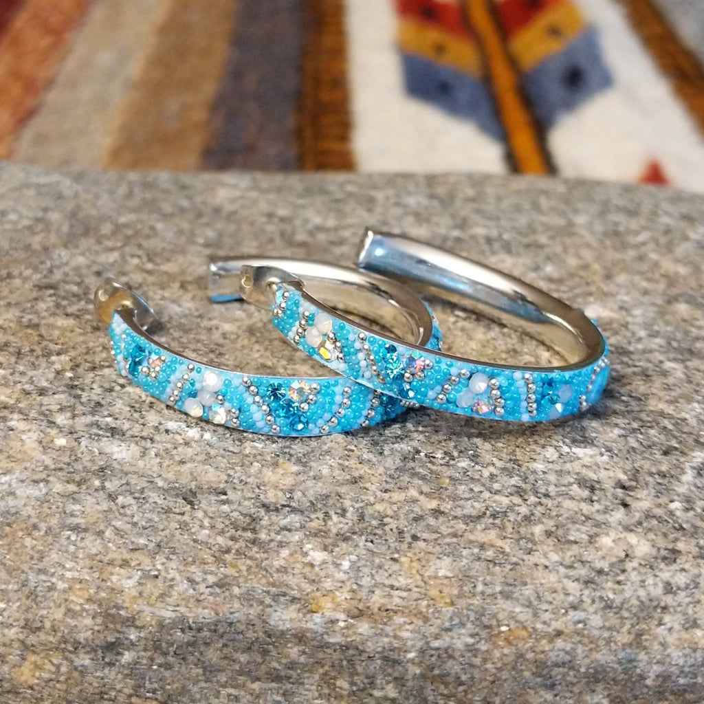 Ice Blue Hoop Earrings by Mosaico GF-ERN-0601