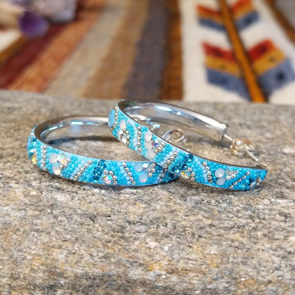 Ice Blue Hoop Earrings by Mosaico GF-ERN-0601