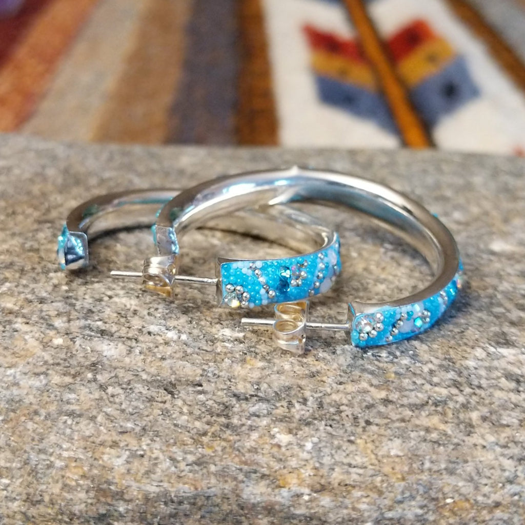 Ice Blue Hoop Earrings by Mosaico GF-ERN-0601