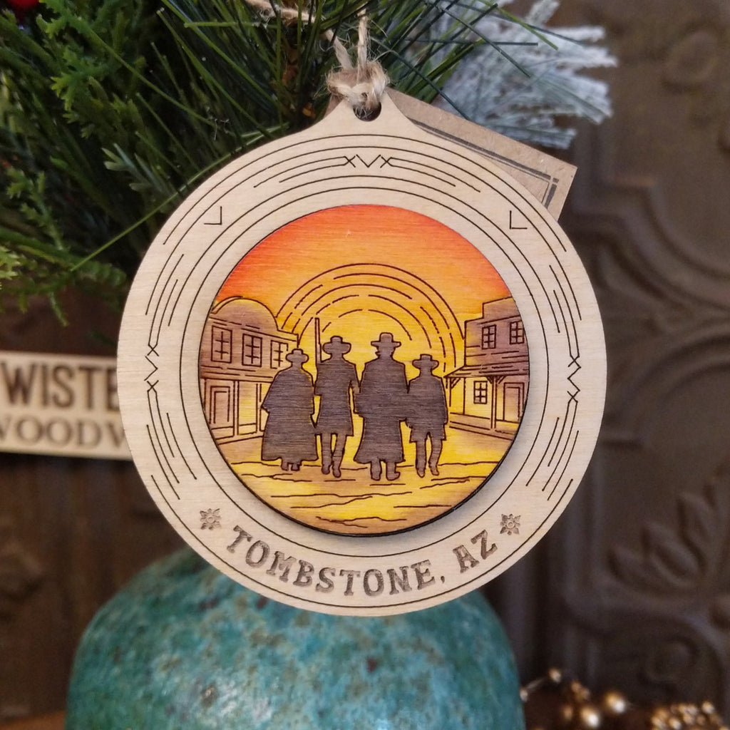 Four Gunmen Wood Ornament by Twisted Pine Woodworks GF-ORN-TPO-404