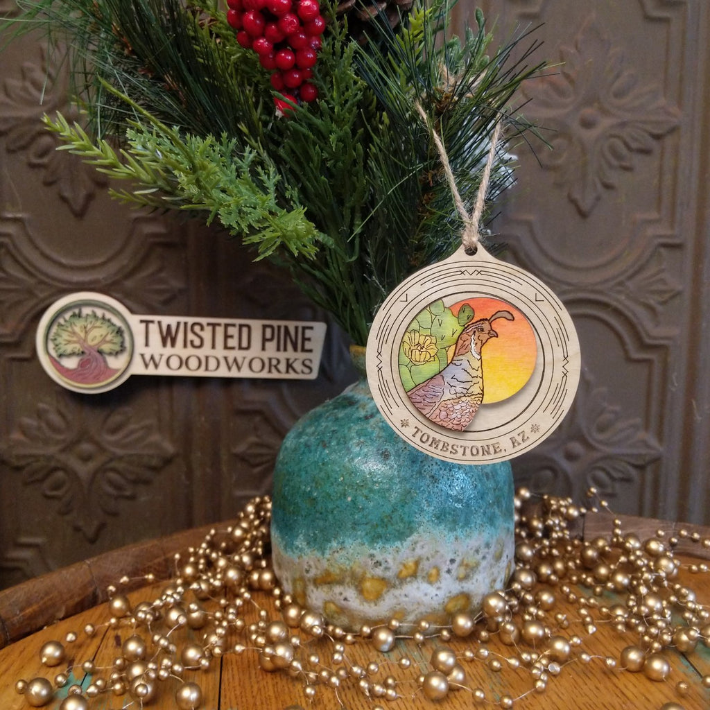 Quail Wood Ornament by Twisted Pine Woodworks GF-ORN-TPO-135