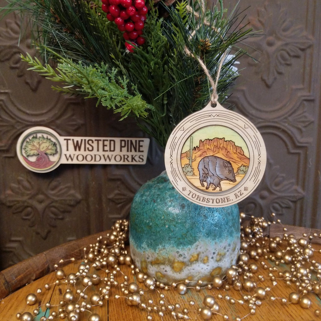 Javelina Wood Ornament by Twisted Pine Woodworks GF-ORN-TPO-133