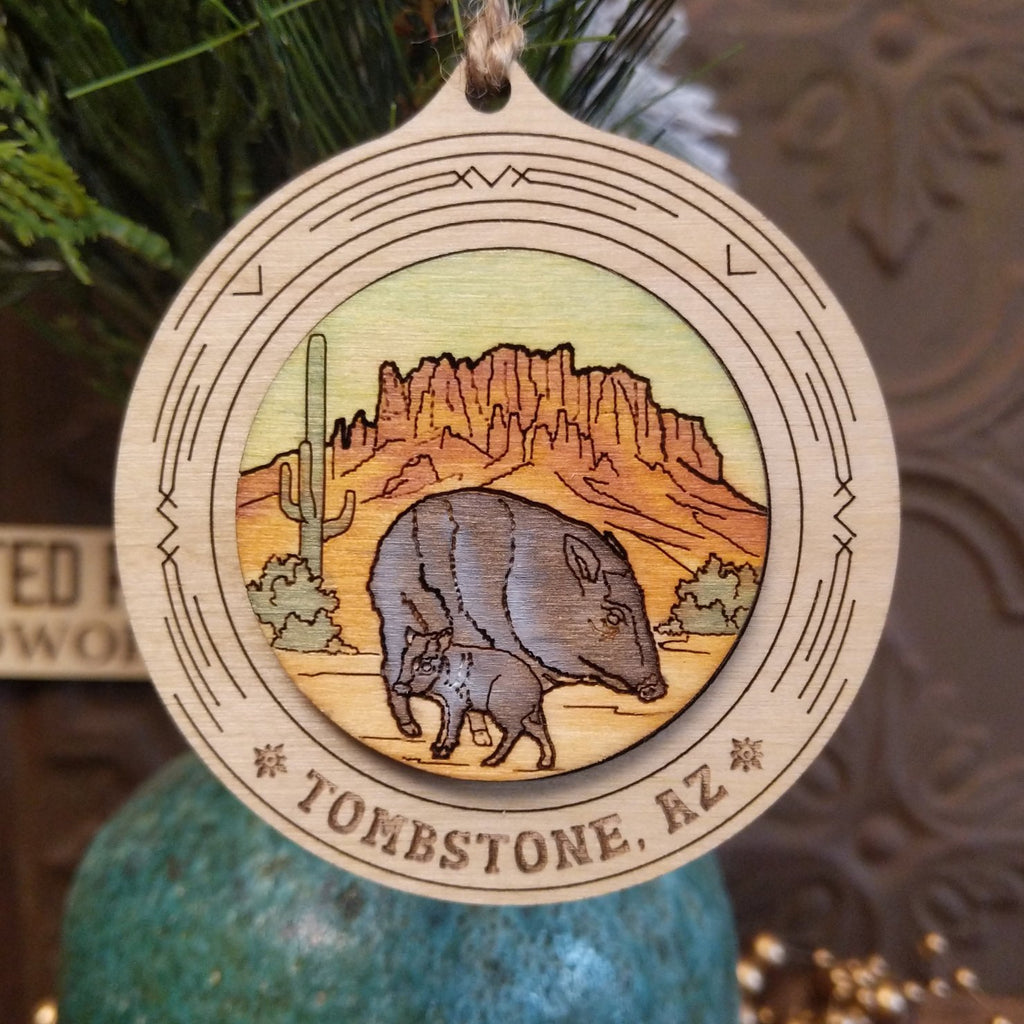 Javelina Wood Ornament by Twisted Pine Woodworks GF-ORN-TPO-133