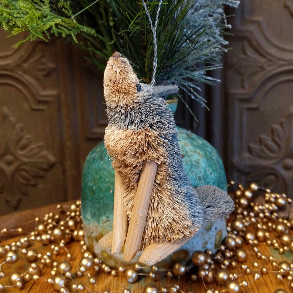 Howling Coyote Bristle Brush Ornament GF-ORN-BRUSHOR113