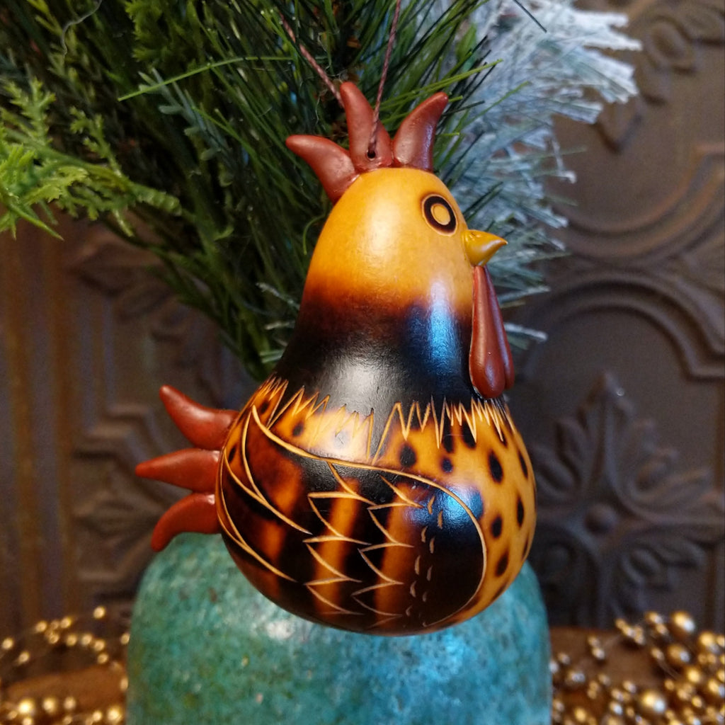 Peruvian Rooster Gourd Ornament GF-ORN-0002