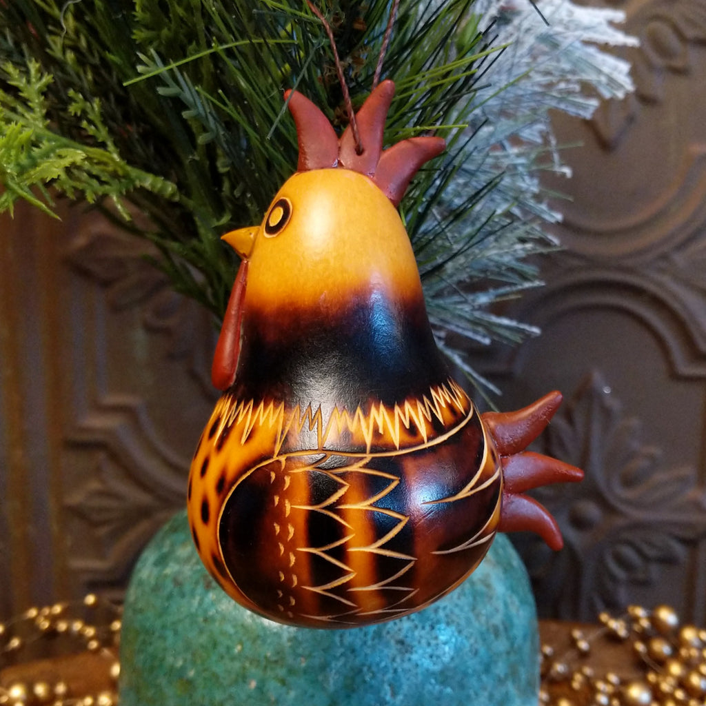 Peruvian Rooster Gourd Ornament GF-ORN-0002