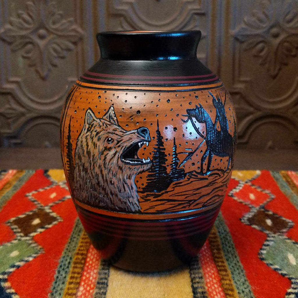 Navajo Wolf Pottery by Paul Lansing SWT-POT-0068