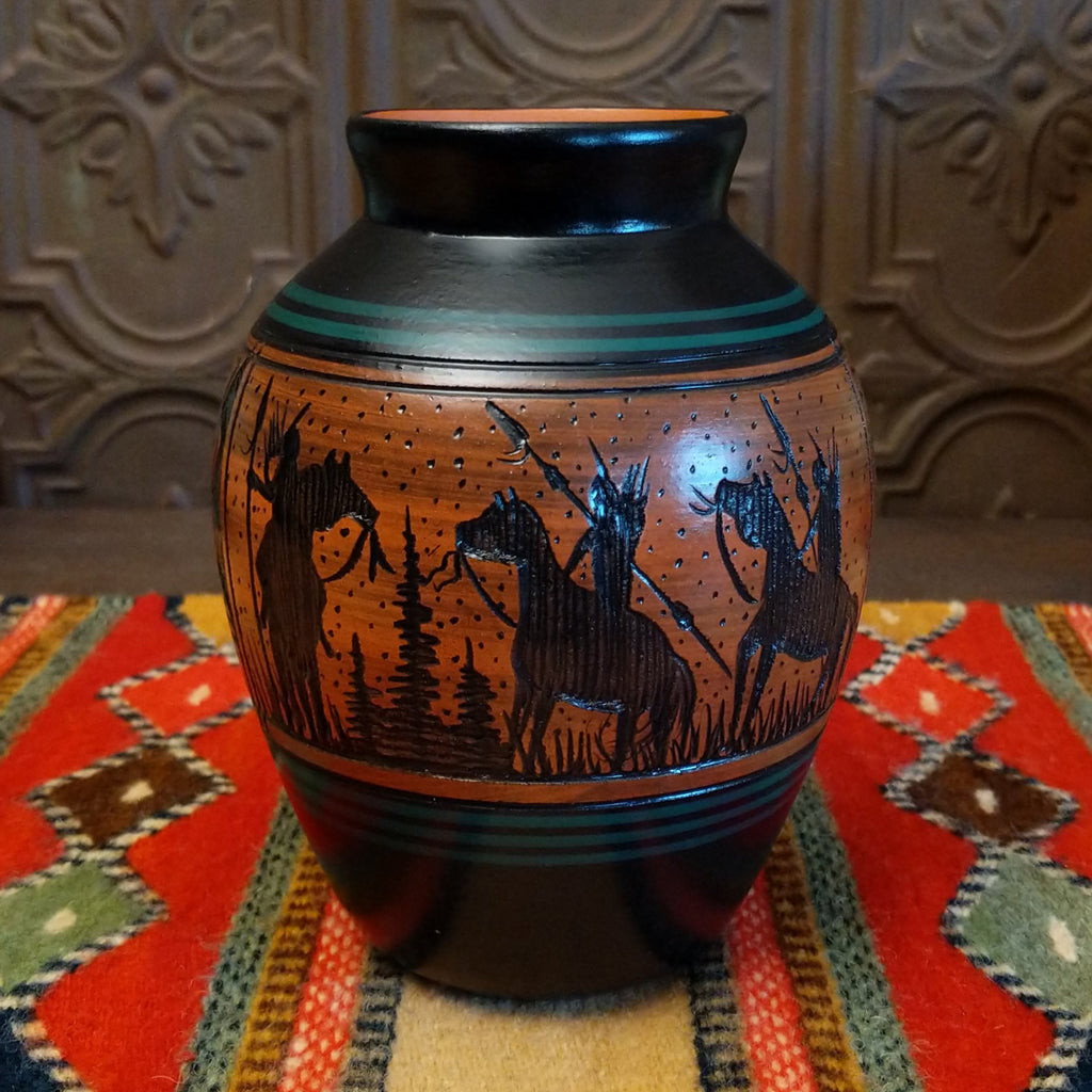 Navajo Three Horsemen Pottery by Paul Lansing SWT-POT-0072