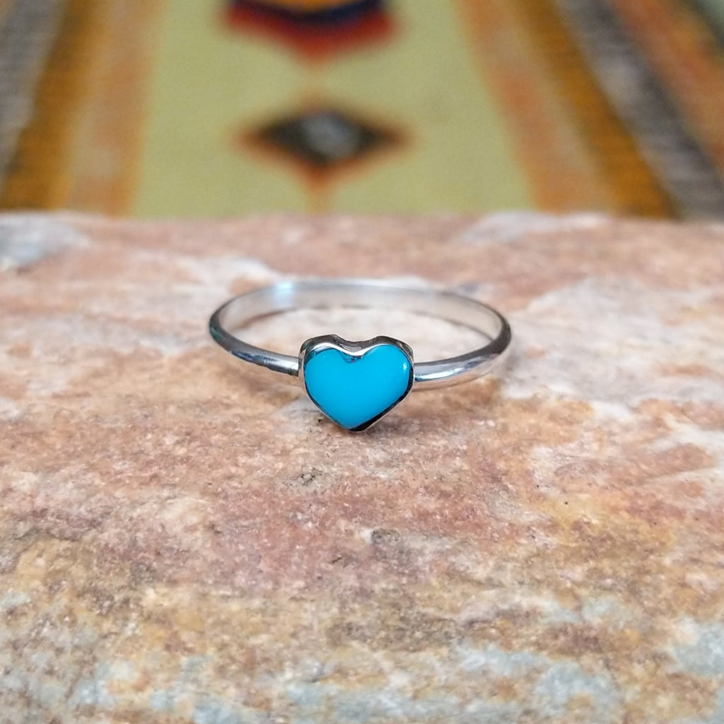 Navajo Made Turquoise Heart Ring SWSG-RNG-0039