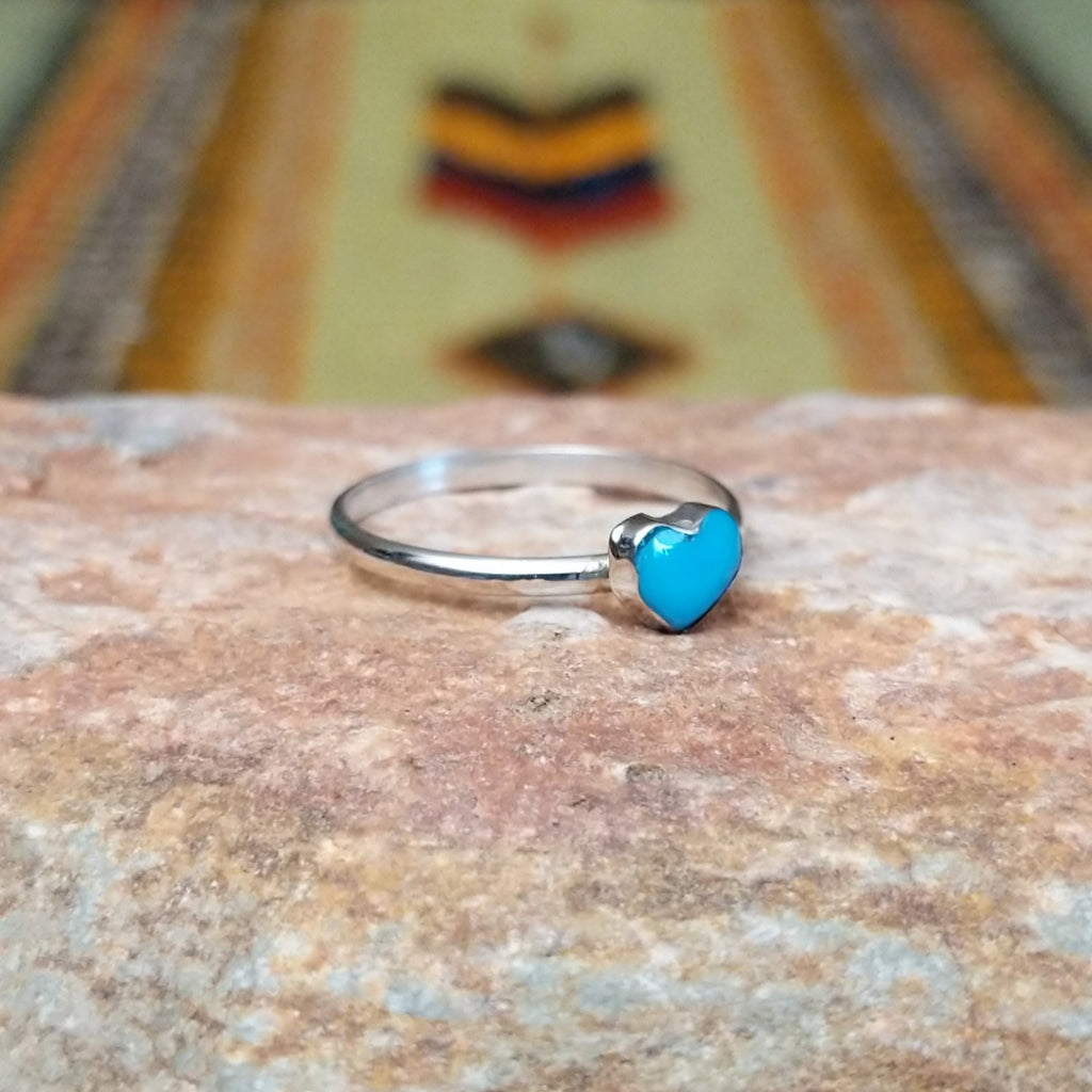 Navajo Made Turquoise Heart Ring SWSG-RNG-0039