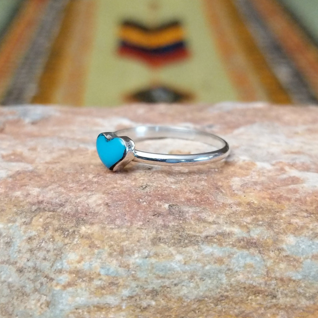 Navajo Made Turquoise Heart Ring SWSG-RNG-0039