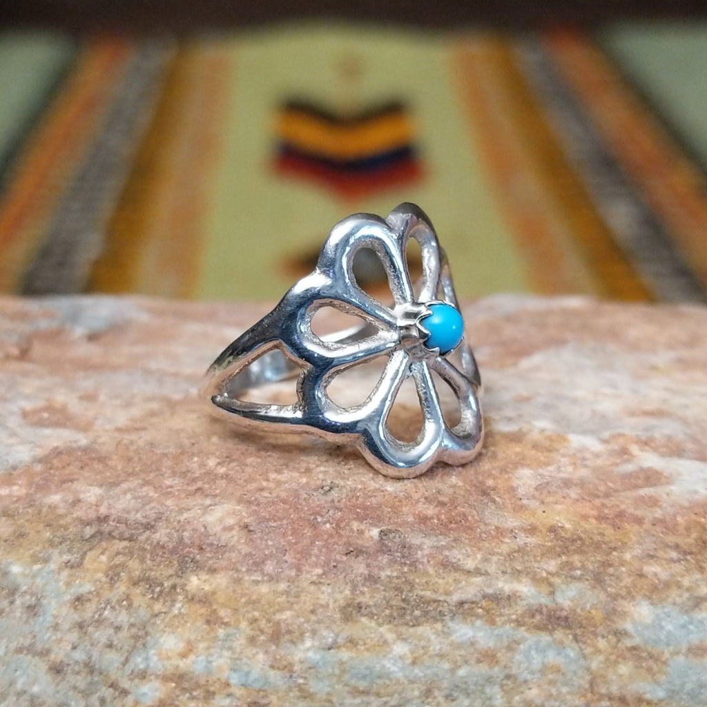 Navajo Made Turquoise Flower Ring SWSG-RNG-0040