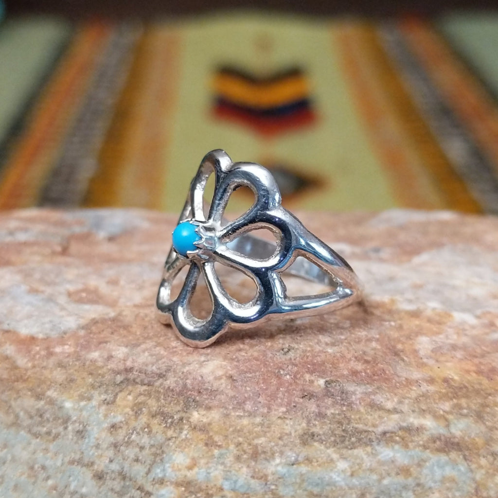 Navajo Made Turquoise Flower Ring SWSG-RNG-0040