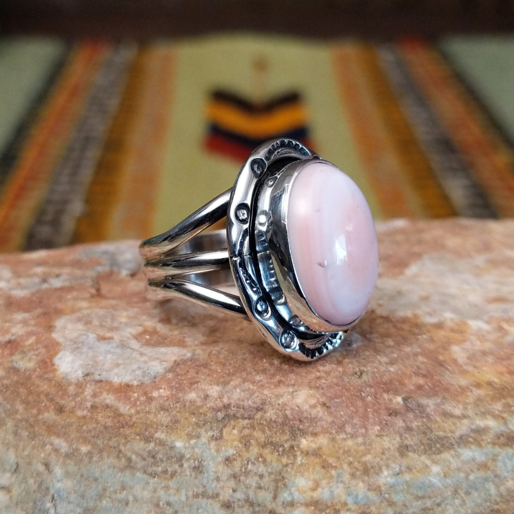 Pink Conch Shell Oval Ring by Terry Wood SWSG-RNG-0045