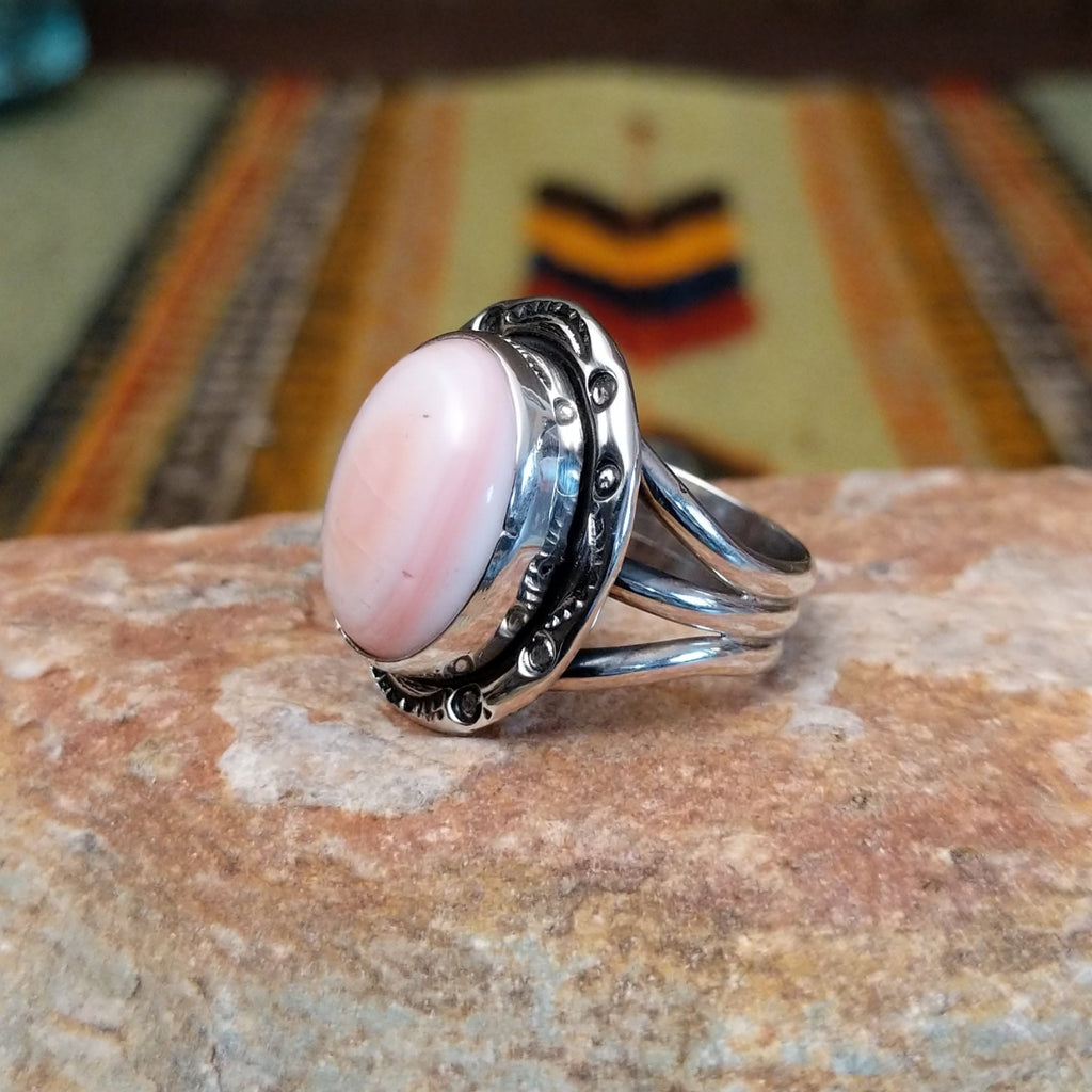 Pink Conch Shell Oval Ring by Terry Wood SWSG-RNG-0045