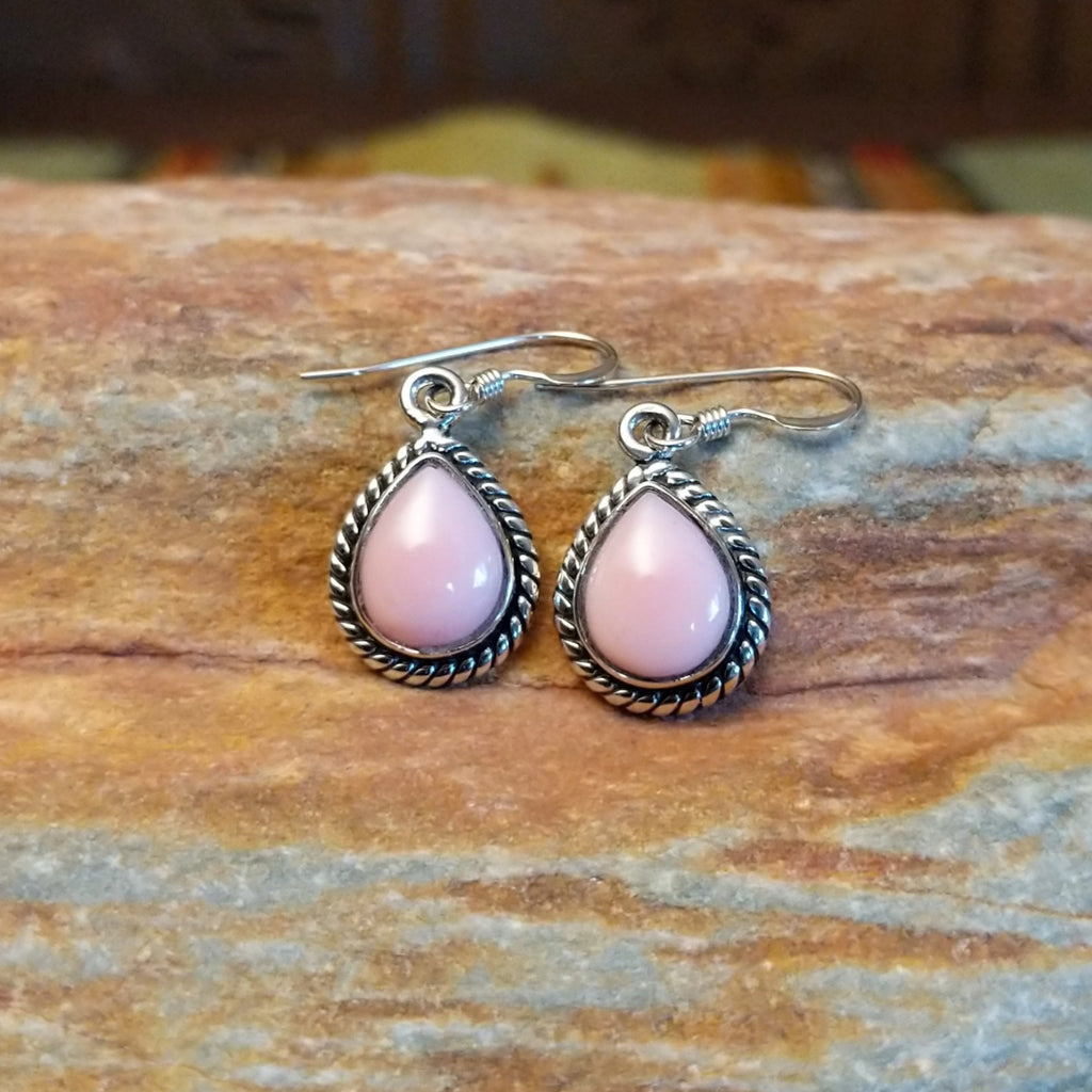 Pink Conch Shell Teardrop Earrings by Terry Wood SWSG-ERN-0039