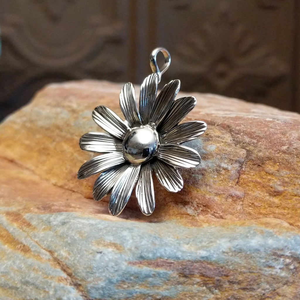 Navajo Made Silver Flower Pendant SWSG-PND-0005