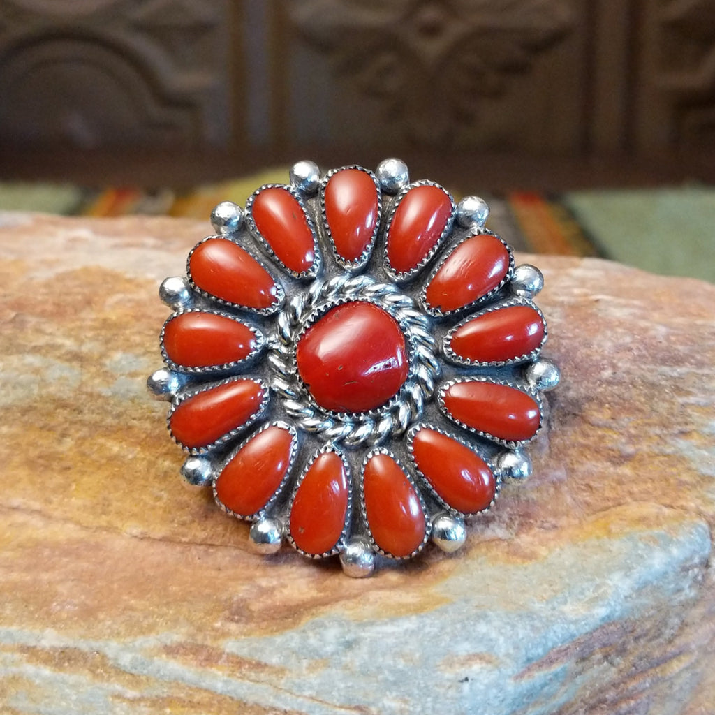 Red Coral Flower Pin & Pendant by Lorraine Waatsa SWSG-PND-0011