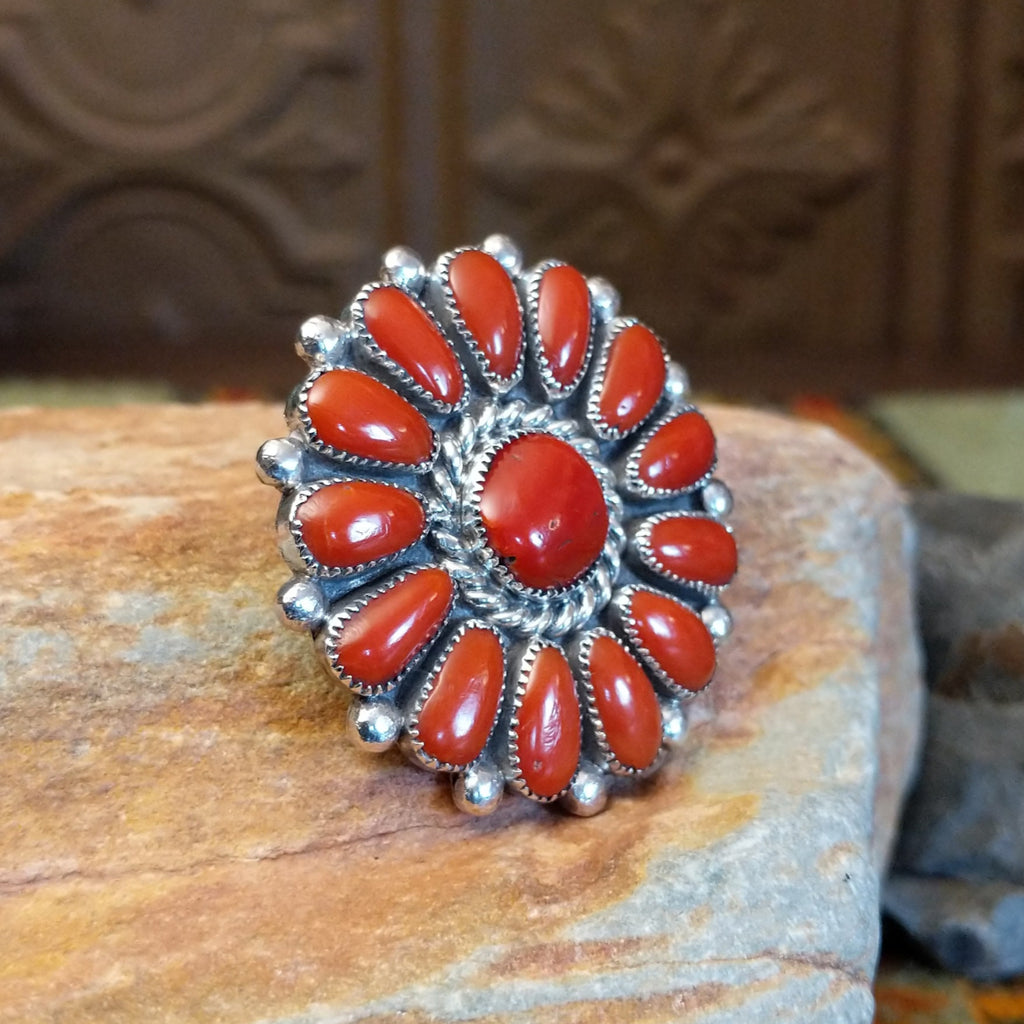 Red Coral Flower Pin & Pendant by Lorraine Waatsa SWSG-PND-0011