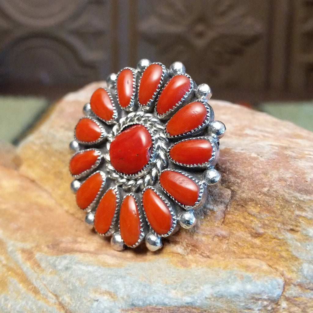 Red Coral Flower Pin & Pendant by Lorraine Waatsa SWSG-PND-0011