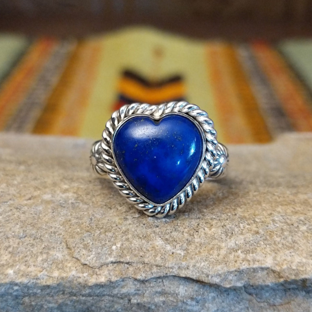 Lapis Heart Ring by Artie Yellowhorse GJ-RNG-0073