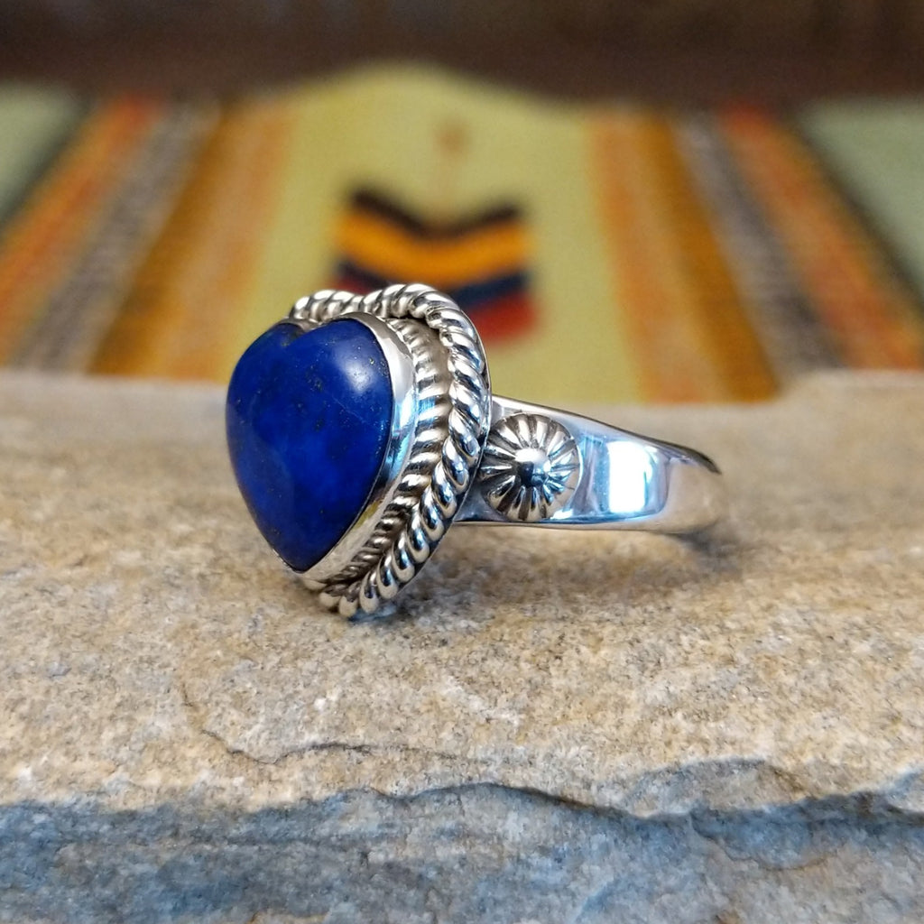 Lapis Heart Ring by Artie Yellowhorse GJ-RNG-0073