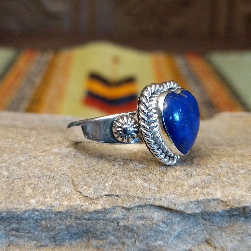 Lapis Heart Ring by Artie Yellowhorse GJ-RNG-0073