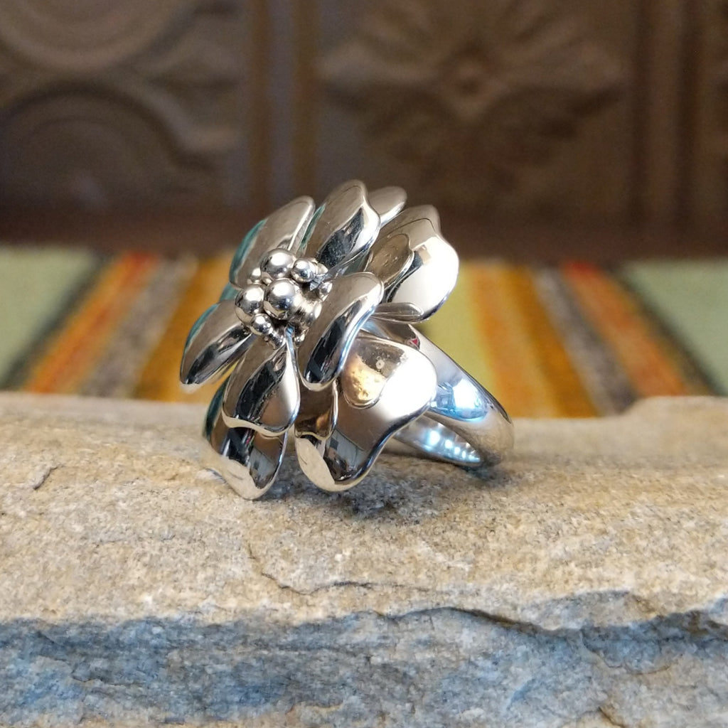 Silver Flower Ring by Artie Yellowhorse GJ-RNG-0074