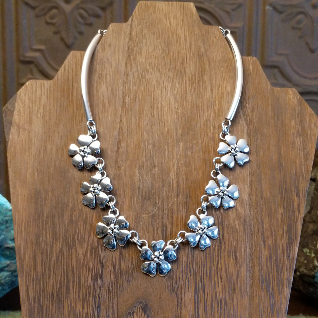 Silver Flower Necklace by Artie Yellowhorse GJ-NKL-0005