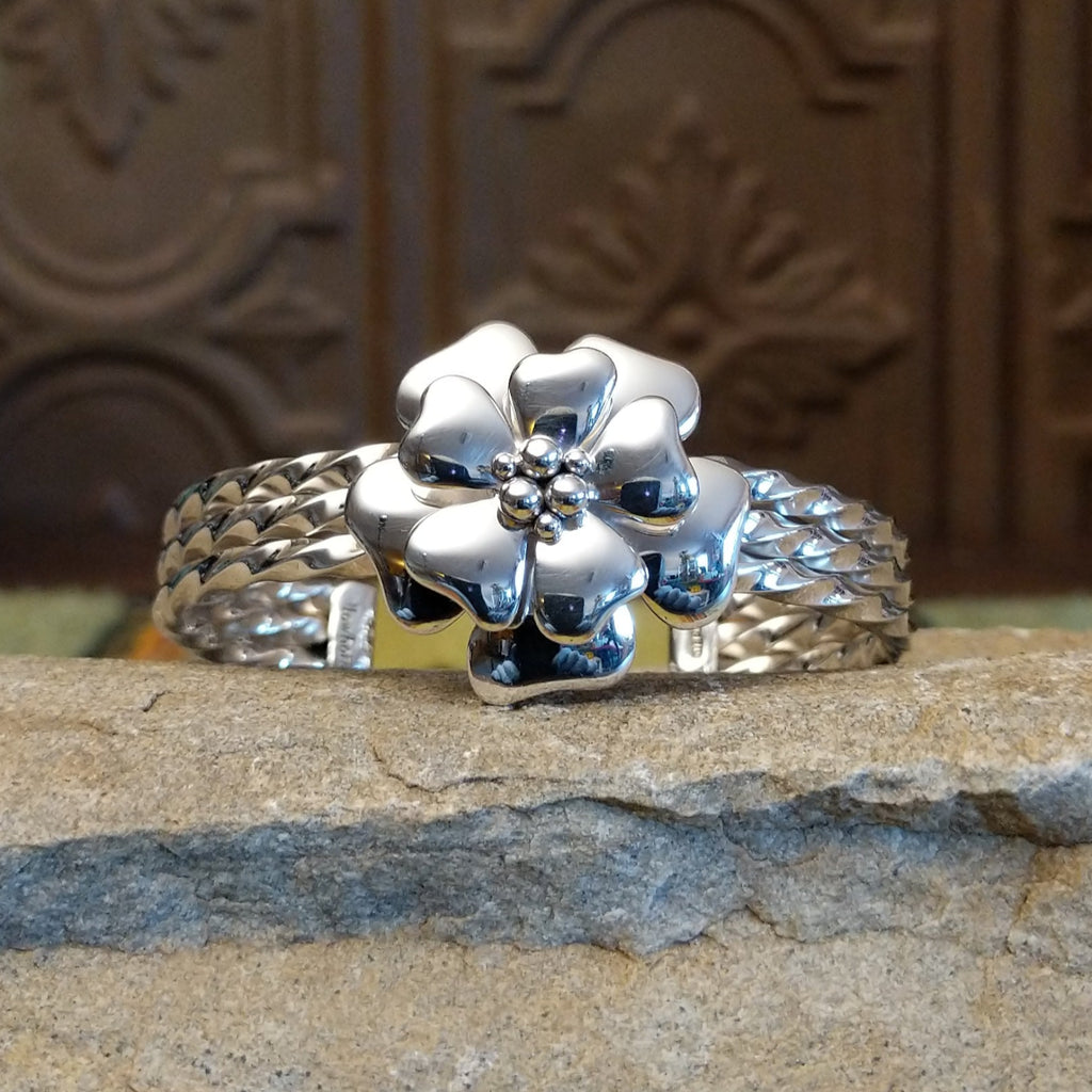 Silver Flower Cuff by Artie Yellowhorse GJ-BRC-0095