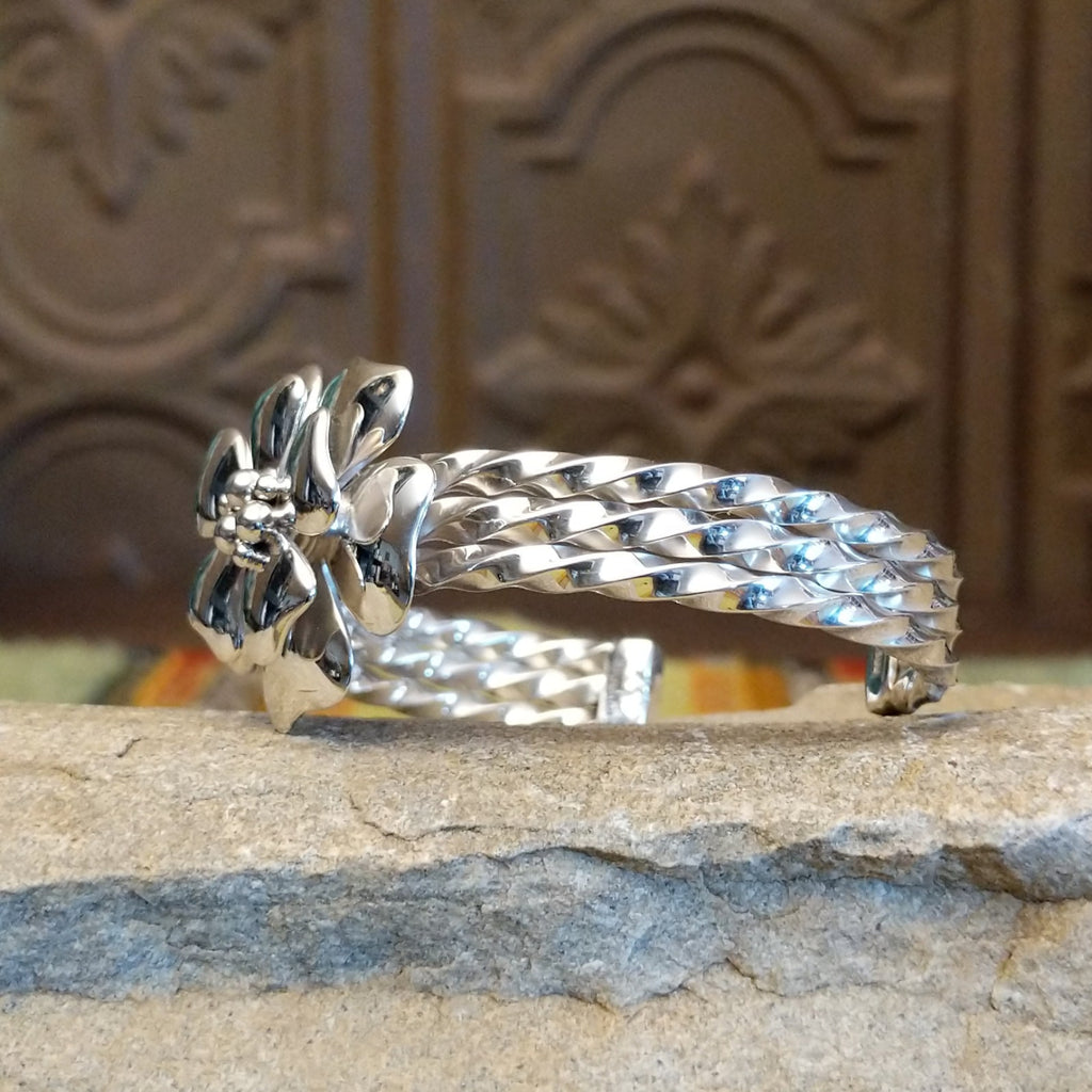 Silver Flower Cuff by Artie Yellowhorse GJ-BRC-0095