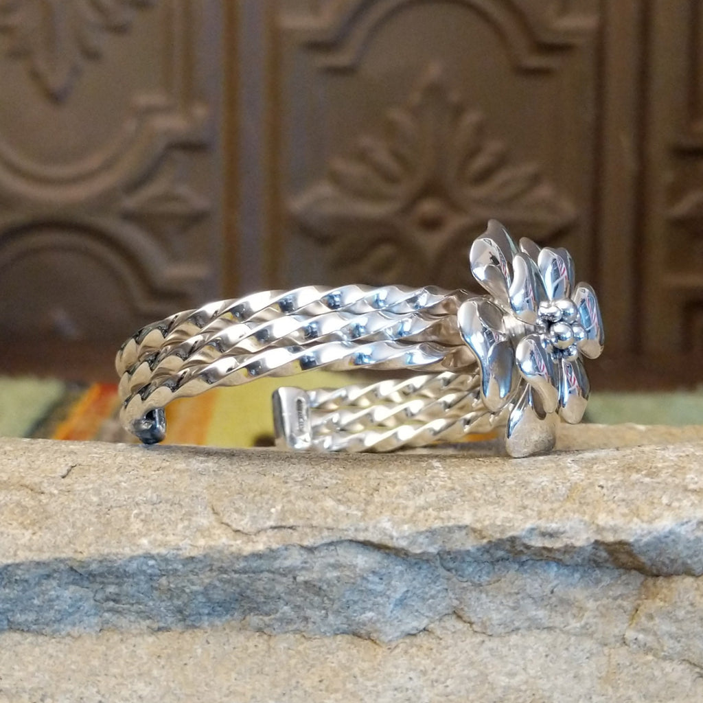 Silver Flower Cuff by Artie Yellowhorse GJ-BRC-0095