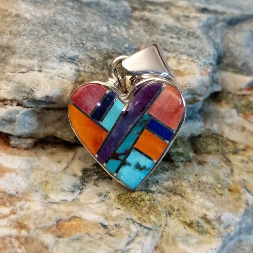 Navajo Multi-stone Heart Inlay by A.H. GJ-PND-0082