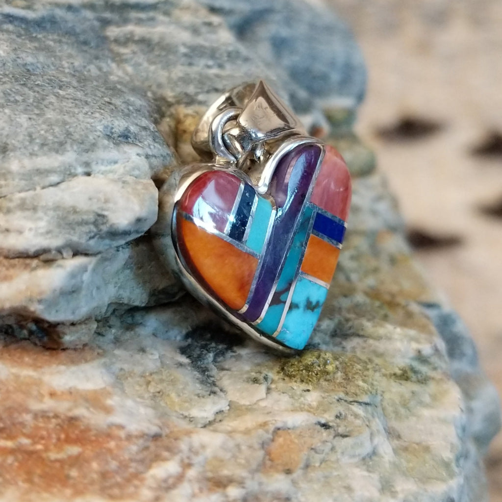 Navajo Multi-stone Heart Inlay by A.H. GJ-PND-0082