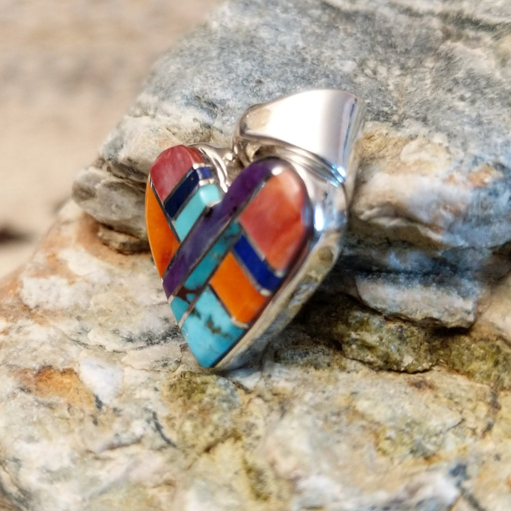 Navajo Multi-stone Heart Inlay by A.H. GJ-PND-0082