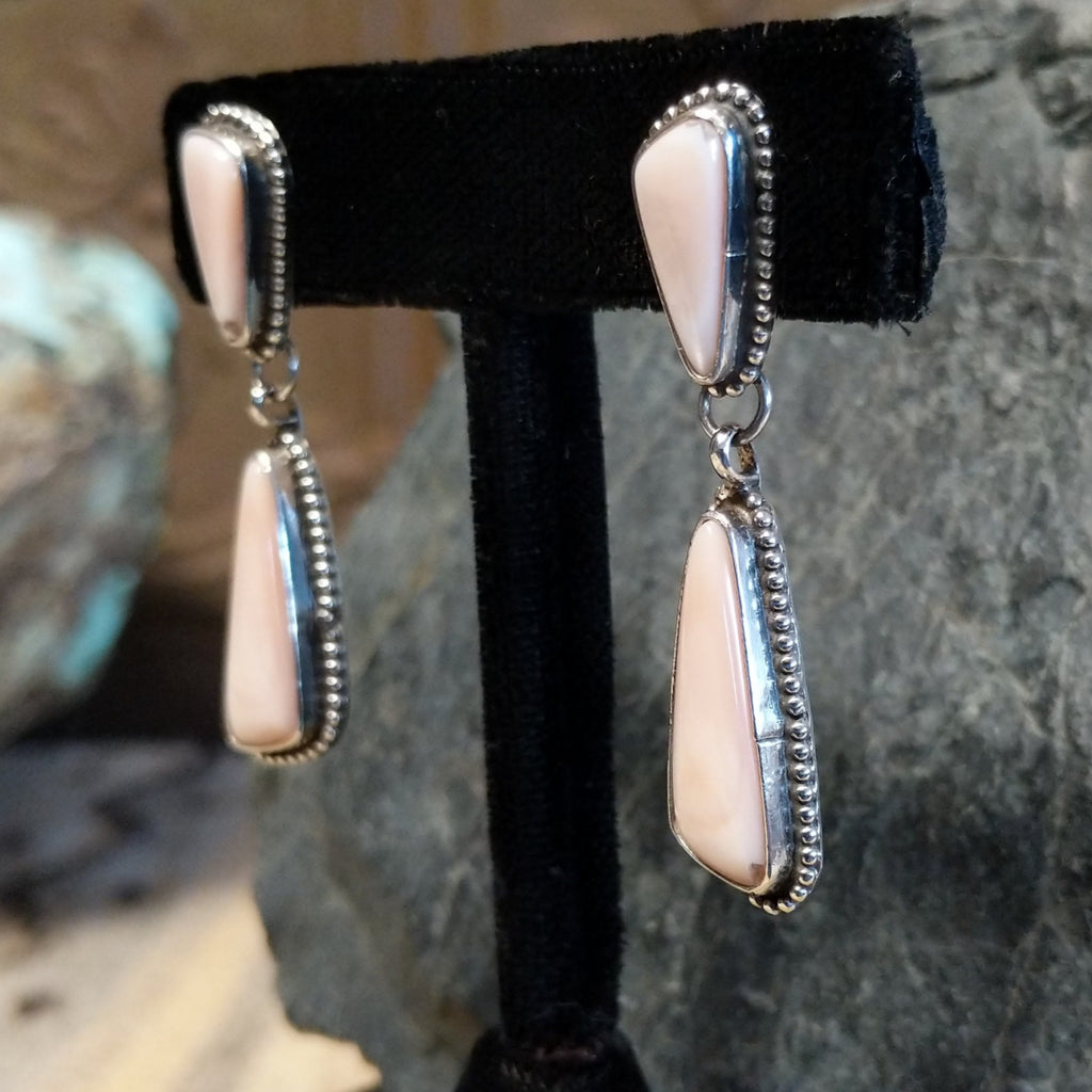 Navajo Made Pink Mussel Shell Earrings by J.B. GJ-ERN-0074