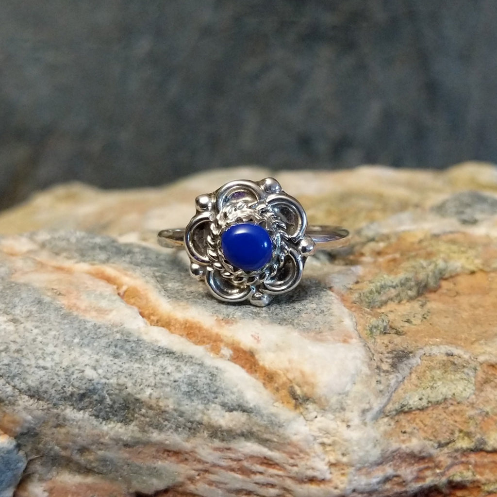 Navajo Made Lapis Flower Ring GJ-RNG-0077