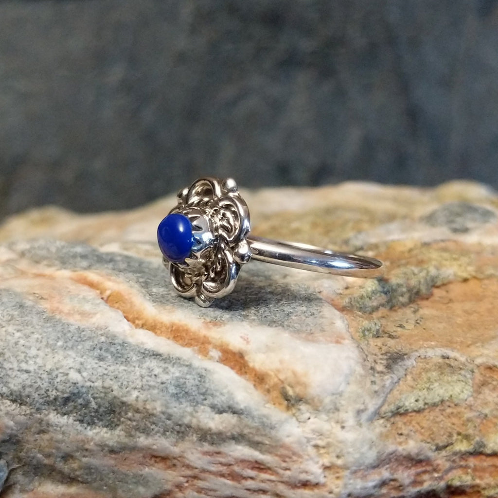 Navajo Made Lapis Flower Ring GJ-RNG-0077