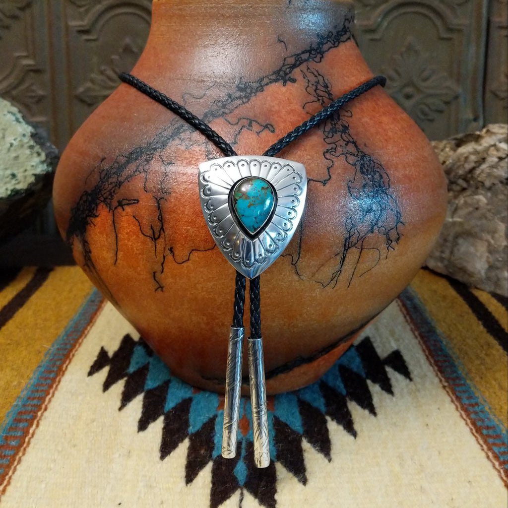 Redskin Turquoise Bolo Tie by Everett & Mary Teller SWSG-BOL-0003