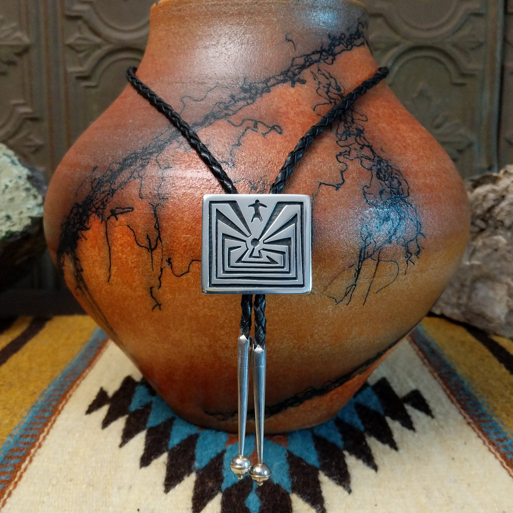 Hopi Man in the Maze Bolo Tie by Shannon Lamson SWSG-BOL-0011